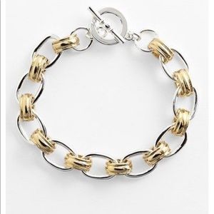 Ralph Lauren Two Tone Cable Link Toggle Bracelet